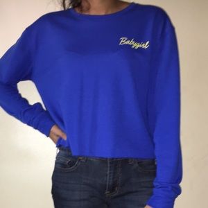 Blue “babygirl” long sleeve crop top